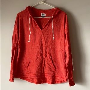 Women’s orange & whites striped lightweight hoodie